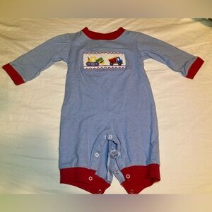Blue and Red Embroidered work trucks one piece